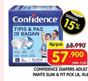 Promo Harga Confidence Adult Pants Tipis & Pas Di Badan L8, XL6 6 pcs - Superindo