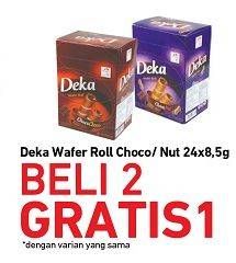 Promo Harga DUA KELINCI Deka Wafer Roll Choco, Nut 24 pcs - Carrefour