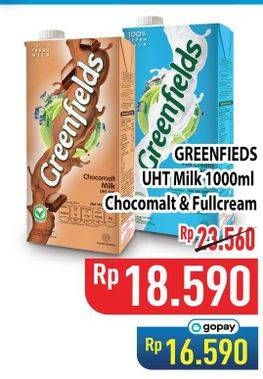 Promo Harga Greenfields UHT Choco Malt, Full Cream 1000 ml - Hypermart