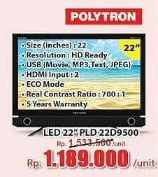 Promo Harga POLYTRON PLD 22D9500 | LED TV Bazzoke 22"  - Hari Hari