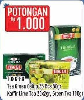 Promo Harga TONG TJI Teh Celup Green 25 pcs, Lime 20 pcs/Teh Hijau 100 g  - Hypermart