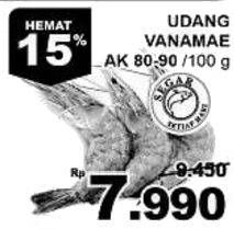 Promo Harga Udang Vanamae AK 80-90 per 100 gr - Giant