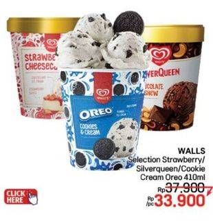 Promo Harga Walls Selection Strawberry Cheesecake, SilverQueen Chocolate Cashew, Oreo Cookies Cream 410 ml - LotteMart