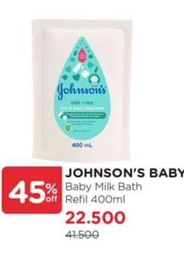 Promo Harga Johnsons Baby Milk Bath 375 ml - Watsons