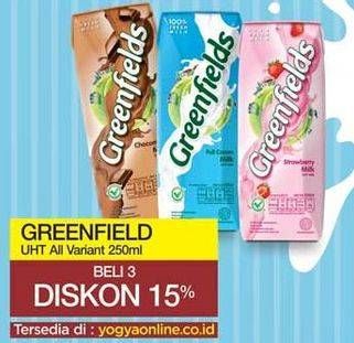 Promo Harga GREENFIELDS UHT All Variants 250 ml - Yogya