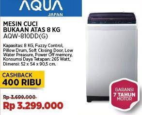 Promo Harga Aqua AQW-810DD (G) Mesin Cuci Top Load  - COURTS