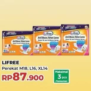 Promo Harga Lifree Popok Perekat Menyerap dan Kering XL14, M18, L16 14 pcs - Yogya
