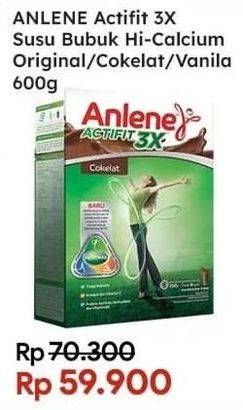 Promo Harga ANLENE Actifit 3x High Calcium Original, Cokelat, Vanilla 600 gr - Indomaret