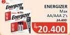 Promo Harga Energizer Max Battery AAA, AA 2 pcs - Alfamidi
