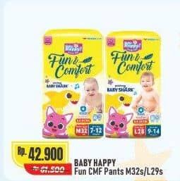 Promo Harga Baby Happy Baby Diapers Pants Fun & Comfort M32, L28 28 pcs - Alfamart