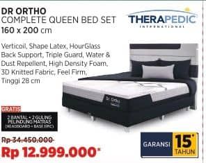 Promo Harga Therapedic Dr Ortho Complete Queen Bed Set 160 X 200 Cm  - COURTS