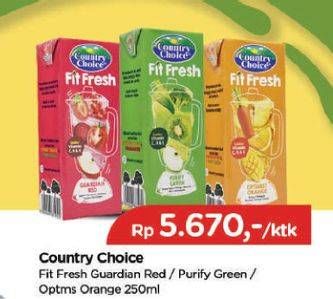 Promo Harga COUNTRY CHOICE Fit Fresh Juice Guardian Red, Purify Green, Optimist Orange 250 ml - TIP TOP