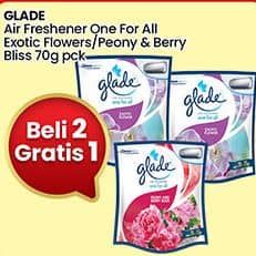 Promo Harga Glade One For All Exotic Flower, Peony Berry Bliss 70 gr - Indomaret