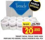 Promo Harga TRENDY Facial Tissue Non Parfumed 800gr/Toilet Tissue Rol 10 Roll  - Superindo