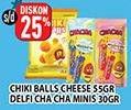 Promo Harga CHIKI Balls Cheese 55gr, DELFI Cha Cha Minis 30gr  - Hypermart