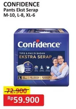 Promo Harga Confidence Adult Pants Slim & Fit Extra Absorb L8, XL6, M10 6 pcs - Alfamart