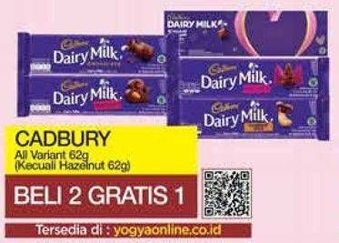 Promo Harga CADBURY Dairy Milk Kecuali Hazelnut 62 gr - Yogya