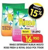 Promo Harga RINSO Molto Detergent Bubuk Rose Fresh, Royal Gold 770 gr - Superindo