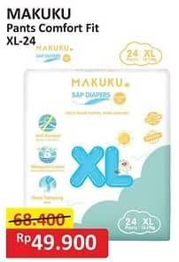 Promo Harga Makuku Comfort Fit Diapers Pants XL24 24 pcs - Alfamart