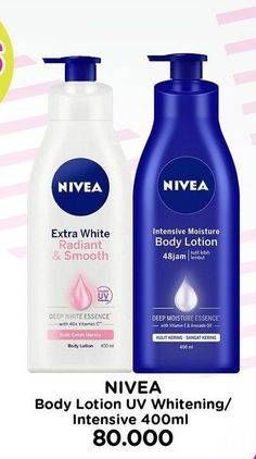 Promo Harga Nivea Body Lotion Intensive Moisture, Extra White Radiant Smooth 400 ml - Watsons