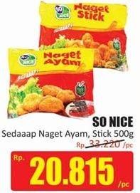 Promo Harga SO NICE Sedaap Chicken Nugget Stick, Ayam 500 gr - Hari Hari