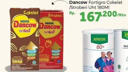 Promo Harga DANCOW Fortigro UHT Cokelat, Stroberi per 36 box 180 ml - Carrefour