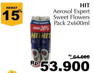 Promo Harga HIT Aerosol Expert Sweet Flower per 2 kaleng 600 ml - Giant