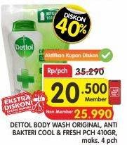 Promo Harga DETTOL Body Wash Original, Cool, Fresh 410 ml - Superindo