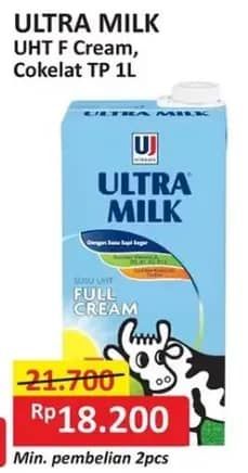 Promo Harga Ultra Milk Susu UHT Full Cream, Coklat 1000 ml - Alfamart