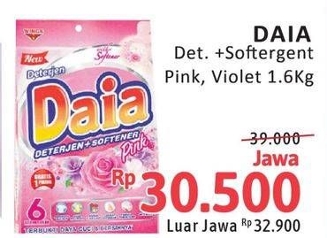 Promo Harga Daia Deterjen Bubuk + Softener Pink, + Softener Violet 1700 gr - Alfamidi