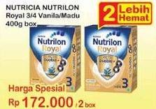Promo Harga NUTRILON Royal 3 / 4 Susu Pertumbuhan Vanilla, Madu per 2 box 400 gr - Indomaret