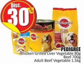 Promo Harga PEDIGREE Chicken Grilled Liver Vegetable 80 g, Beef 700 g, Adult Beef Vegetable 1.5 kg  - Hari Hari