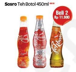 Promo Harga SOSRO Teh Botol per 2 botol 450 ml - Carrefour