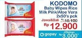 Promo Harga Kodomo Baby Wipes Rice Milk Pink, Classic Blue 50 pcs - Indomaret