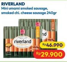 Promo Harga Riverland Sausage Mini Smoked Chicken Cheese, Umami Smoked 240 gr - Hypermart