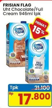 Promo Harga Frisian Flag Susu UHT Purefarm Full Cream, Swiss Chocolate 946 ml - Indomaret