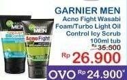 Promo Harga GARNIER MEN Acno Fight Wasabi Foam/ Turbo Light Oil Control Icy Scrub   - Indomaret