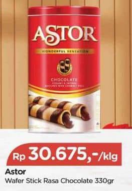 Promo Harga Astor Wafer Roll Chocolate 330 gr - TIP TOP