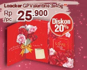 Promo Harga LOACKER GP Valentine per 3 pouch 45 gr - Carrefour