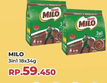 Promo Harga Milo ActivGo 3in1 per 18 sachet 35 gr - Yogya