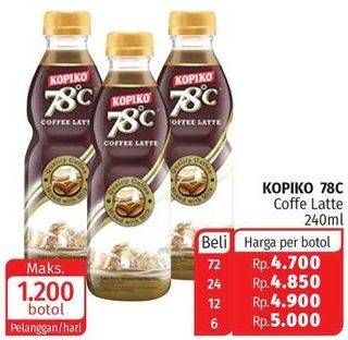 Promo Harga Kopiko 78C Drink Coffe Latte 240 ml - Lotte Grosir