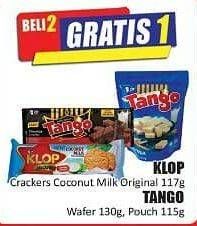 Promo Harga KLOP Crackers Coconut Milk Original 117 g/ TANGO Wafer 130; 115 g  - Hari Hari