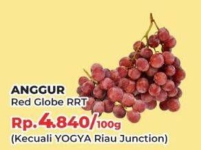 Promo Harga Anggur Red Globe RRT per 100 gr - Yogya