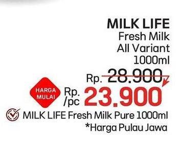 Promo Harga Milk Life Fresh Milk All Variants 1000 ml - LotteMart