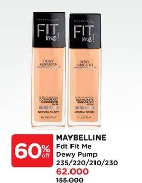 Promo Harga Maybelline Fit Me Dewy and Smooth Foundation  - Watsons