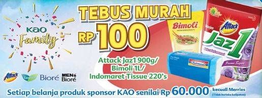 Promo Harga INDOMARET Tissue / BIMOLI Minyak Goreng 1ltr / ATTACK Jaz1 900g  - Indomaret