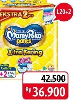 Promo Harga Mamy Poko Pants Xtra Kering L20+2 22 pcs - Alfamidi