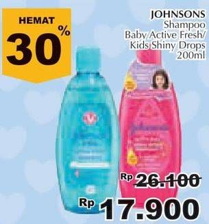 Promo Harga JOHNSONS Active Kids Shampoo Clean Fresh, Shiny Drops 200 ml - Giant