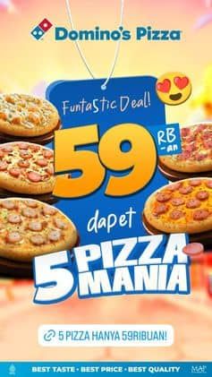 Promo Harga 5 Pizza Mania  - Domino Pizza