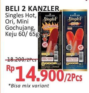 Promo Harga Kanzler Sosis Single Hot, Original, Mini, Gochujang, Keju 60 gr - Alfamidi